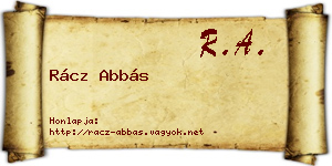 Rácz Abbás névjegykártya